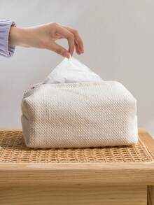 1pc/2pcs/5pcs Plain Linen-Like Fabric Tissue Box, Minimalist Modern Home Living Room Office Bar Countertop Cute Bread Shape Tissue Paper Holder, Upright Tissue Storage Bag, Available In Different Sizes - Brown - View 4