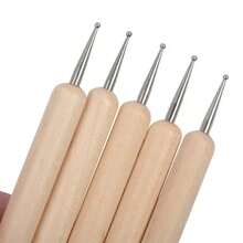Double-Ended Point Point Pen Dot Drill Pen Nail Pen Nail Dot Flower Hook Edge Polka Dot Nail Art Special Tool - màu nâu - Xem 11