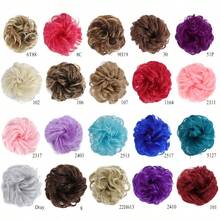 4 Icnh 凌乱发髻发片卷发大发髻发圈浅棕色混合自然金色合成凌乱发髻发片适合女性女孩 - 彩色 - 查看 4