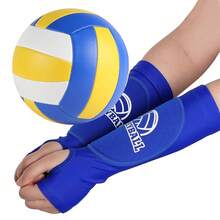 Obmwang 2 Pieces Volleyball Accessories Including Volleyball Knee Pads And Arm Sleeves With Protection Pads And Thumb Hole For Women Girls Teens(Black) - Blue - View 7