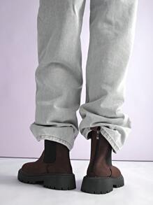 Women's Thick Sole Chelsea Boots, Comfortable High-Top Fashion Slip-On Boots, Autumn,Party - Brown - View 8