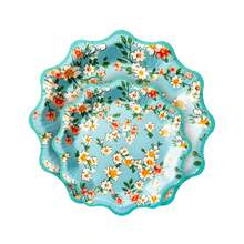 10pcs Floral Paper Plates Vintage Flower Party Supplies 7.5" 9.8" Scalloped Edge Party Plates Napkins Cups Party Decorations Set Suitable For Wedding Bridal Baby Shower Garden Party Tableware