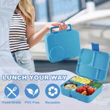 便当盒套装，含 8 盎司保温不锈钢汤罐 - 非常适合学校或办公室午餐、返校 - Premium Blue - 查看 5