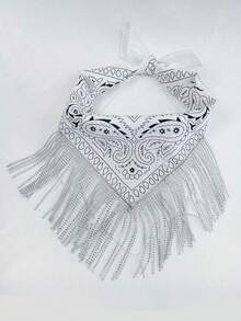 1件装女士仿钻流苏围巾，腰果花派对及婚礼水钻流苏头巾，适合日常佩戴 - 彩色 - 查看 2