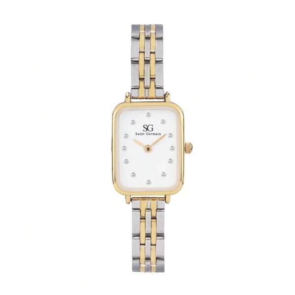 Saint German Relógio Prata Dourado Sg Square Madisom Diamond Bicolor Gold Prata