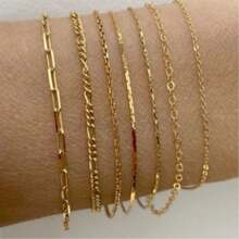 7 件简约多层链条手链套装，适合日常、通勤、派对佩戴