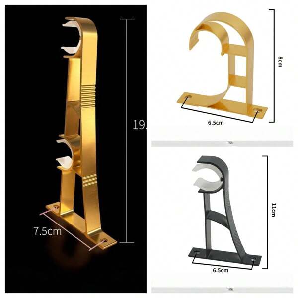 [Soporte Estable] Soporte de Barra de Cortina Dorado, Simple y Práctico, Resistente y Duradero, Facilitando la Instalación de Cortinas (Con Accesorios)