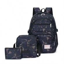 3 件复古休闲短途旅行背包，大容量可容纳笔记本电脑，时尚百搭，适合通勤和商务旅行 - 彩色 - 查看 4