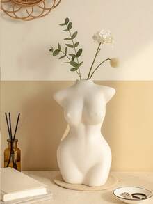1pc Abstract Female Bust Resin Vase Sculpture, Minimalist Aesthetic Decor With Flower Vase Opening, Suitable For Modern Living Room, Bookshelf, Bedroom Or Desk, Home Decoration, Room Decor Vase - Multicolor - View 4