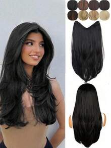 合成长直发接发 22 英寸夹式接发 V 形耐热假发 女士女孩天然接发 圣诞节热卖 - 彩色 - 查看 3