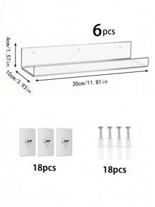 2pcs Acrylic Floating Shelf, 11.8 Inches Clear Wall Mounted Floating Display Rack For Toddler's Books, Spice, Bathroom, Makeup, Photos - Clear - View 14