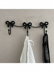 1 件金属壁挂式蝴蝶结钥匙扣 - 法式乡村风格装饰衣帽钩，带 2 个挂钩，可爱的 INS 美学家居装饰，适用于入口、卧室、儿童房、宿舍、壁挂式钥匙收纳盒、宿舍存储解决方案、织物挂钩收纳盒节省空间多用途可调节可堆叠便携式 - 彩色 - 查看 10