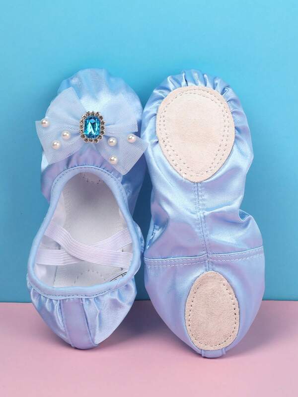 Sapatos de dança infantis, sapatos de prática de sola macia para meninas, sapatos de balé de princesa para meninas, sapatos de ioga