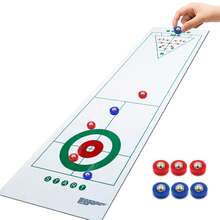 1 Set Grünes 54,3-Zoll-3-in-1-Spielset: Curling, Shuffleboard und Bowling – Spannende Familienunterhaltung mit 6 farbenfrohen Rollen und 10 Bowlingkegeln – Ideales Weihnachts- oder Thanksgiving-Geschenk