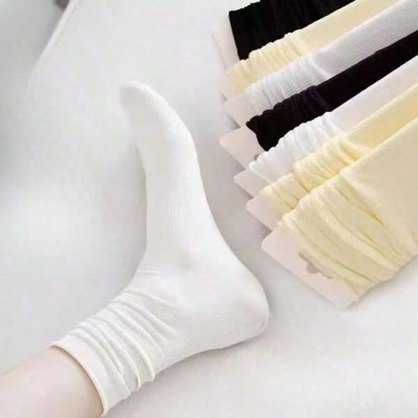 A Pair Ice Socks Women's Summer Thin Women's Summer Stacking Socks Medium Tube Spring And Autumn Ice Stockings Stockings Stockings
