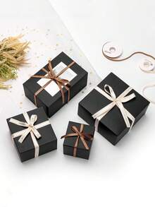 4pcs/1pc-Black Gift Box With Lid Groomsmen And Bridesmaids Christmas Wedding Graduation Holiday Birthday Gift Packaging Cardboard Craft Small Gift Box - Groomsmen Proposal Gift Box For Wedding Gifts, Christmas, Graduation, Holiday, And Birthday Gifts Craft Box