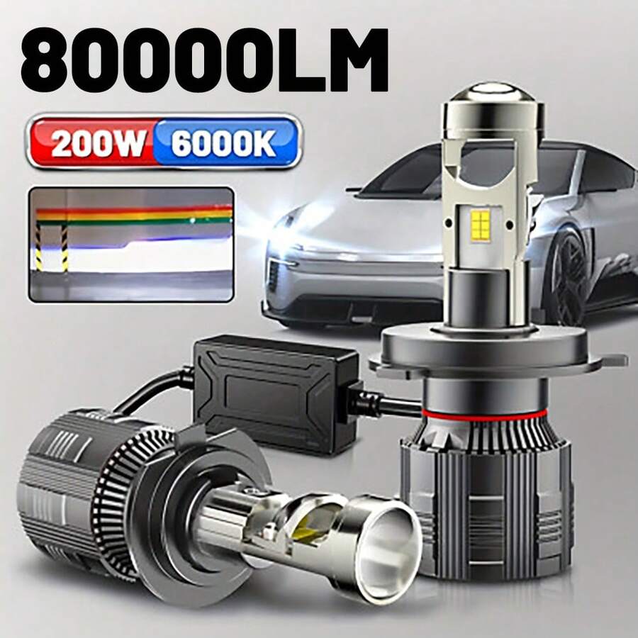 2pcs H7 H4 Mini LED Projector Lens Canbus 9005 HB3 9006 HB4 H11 Auto Headlight Turbo Lamp Automotive Projector Led Lights For Car 12V - 白色 - 查看 1