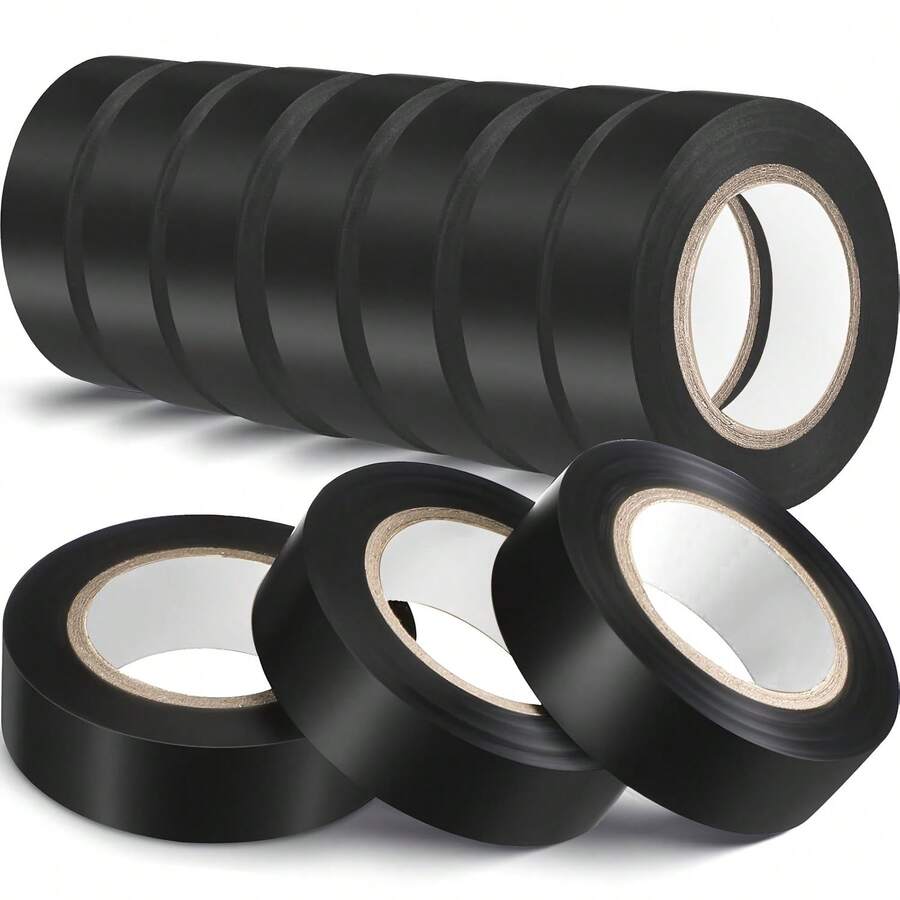 10 rolek taśmy izolacyjnej PVC – mocny klej, odporny na ciepło i warunki atmosferyczne, wodoodporny, trwały, odpowiedni do okablowania, chwytów rakiet i użytku domowego