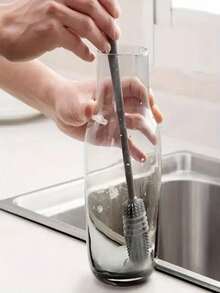 1 Stück grauer Langstielbürste ohne toten Winkel für Wassergläser, Teekrüge, Tassen, Wandbrecher, Dekontaminationsbürsten, Mehrzweck-Langstielsilikon-Bürste für Tassen und Flaschen, Mehrzweck-Haushaltsreinigungsbürste - Verschiedenfarbig - Übersicht 7