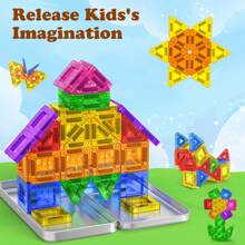 ODAPTO 20/38/60pcs Mini Magnetic Tile Toys With Metal Box, Portable Magnetic Building Blocks, Convenient For Play & Storage, Suitable For Festival & Birthday Gifts