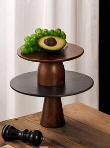 1pc Vintage DIY Assemble Cake Stand Wooden Tray, 7.87 Inch And 9.84 Inch, Wooden Tray With Base, Home Living Room Dessert Plate, Sweet Buffet Display Stand, Birthday Party Tall Mousse Cake Plate