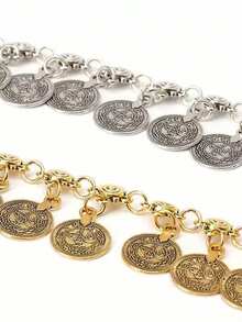 Corrente Moda Cinto Dourado Prata Estiloso Acessório Feminino Moda Influencer - 0309-21 Moeda Dourado - Visão 5