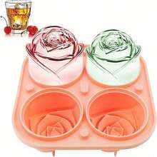 (Limited Time Offer) 1pc Baking Mold, Cake/Chocolate/Jelly/Pudding Mold With 4 Cavities, Rose Flower Ice Cube Tray With Lid, Silicone Ice Cube Tray, Suitable For Birthday Party, Gifts, Beverages, Coffee, Cocktails, Whiskey, Handmade Soap. Ice Cube Tray Can Make Soft Ice Cubes. - Multicolor - View 9