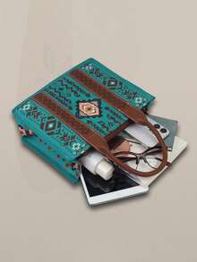 2pcs/Set Bohemian Vintage Women Handbag & Crossbody Shoulder Tote Bag With Wallet - Màu ngọc lam - Xem 6