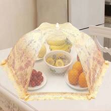 1pc Flower Embroidered Food Cover - Gold - View 5