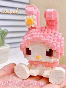 Sanrio 10cm 500 Pieces Sanrio Anime Hello Kitty, My Melody, Cinnamoroll, Kuromi Friends Building Block Gift, Pochacco, Pompompurin Mini Cartoon Character Assembly Toy Blocks, Birthday Gift, Room Decor