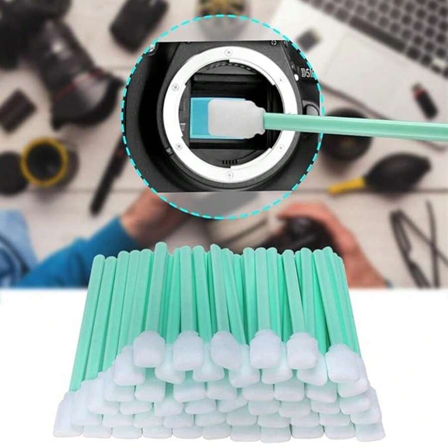 50 Pzs Hisopos De Esponja Limpieza Cabezal Plumas Roland,Ampliamente utilizado en la limpieza de cabezales de plotter Epson, Roland, Mimaki y otros, limpieza micromecánica, eliminación de contaminantes duros, tintas, placas de circuitos, lentes ópticas y otros productos electrónicos. Limpieza de componentes sensibles a la electrostática (varillas de polipropileno con función antiestática), eliminación de residuos de material sobrante - Azul Cadete - Ver 1