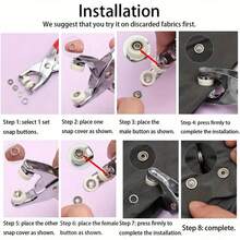 Kit de ferramentas de pressão com 400/800 peças de alicates de pressão de metal para botões, com 100/200 conjuntos de botões de pressão, pinos de metal, ferramenta de instalação de pressão de aço inoxidável para artesanato faça você mesmo em roupas