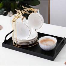 Tea Cups Holder, Gold Metal Coffee Cup Tea Cups Rack, Foldable Organizer For Coffee Cup Spoon And Saucers