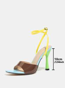 女士高跟凉鞋，时尚春夏派对、户外活动、优雅宴会，尖头，细高跟，交叉带，纯色 PU 皮革，充满活力，百搭，优雅的高跟鞋