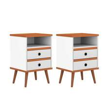 Mesa de Cabeceira Otto 2 Gav Lateral de Cama Quarto Pés Palito - Branco - Visão 8