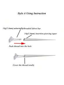 Piercing Taper Insertion Pins 14G 16G Taper Piercing Kits For Ear/Nose/Navel/Nipple/Lip/Eyebrow/Tongue/Tragus Helix Stretcher Body Piercing Stretching Kit Assistant Tools - Steel - View 5