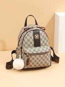 中号时尚几何图案背包，女士时尚仿皮书包，适合毕业生、少女、大学新生、大一、大二、大三和大四学生，大学和高中学生，最佳母亲节礼物推荐，母亲节礼物，妈妈礼物，妈妈必备品，外出妈妈包 - 彩色 - 查看 6