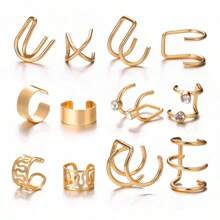 12pcs Minimalist Personalized No Piercing Silver Ear Cuff Clip - 12-piece Ear Cuff Set - View 3