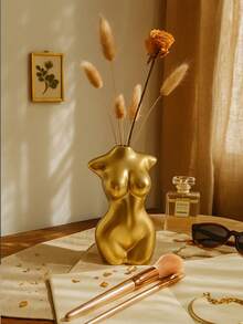 1pc Abstract Female Bust Resin Vase Sculpture, Minimalist Aesthetic Decor With Flower Vase Opening, Suitable For Modern Living Room, Bookshelf, Bedroom Or Desk, Home Decoration, Room Decor Vase - Multicolor - View 11