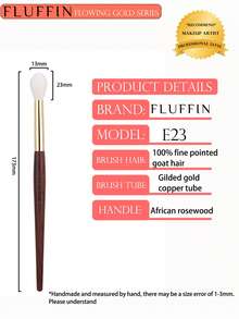 1 cọ tán phấn mắt FLUFFIN E23, 100% lông dê, màu đỏ rực, thích hợp để tạo khối cho mũi, tán phấn mắt, đầu cọ bằng đồng và cán bằng gỗ hồng mộc châu Phi, dụng cụ trang điểm, cọ kẻ lông mày, cọ tán phấn mắt, cọ xoắn ốc, quà tặng. - Gỗ đỏ - Xem 8