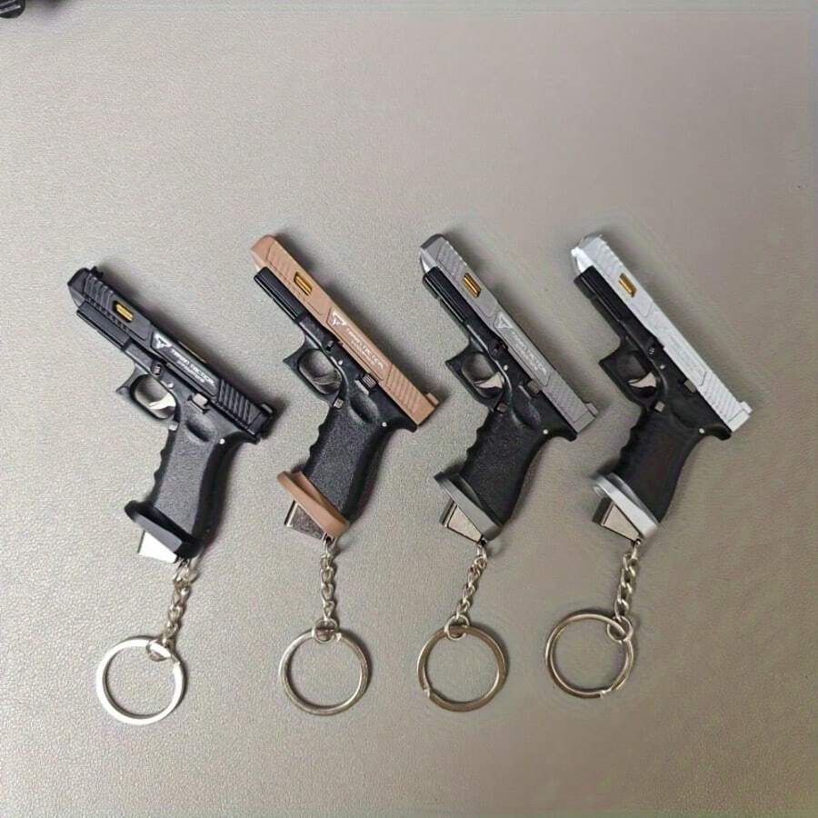 Metal Gun Keychain, Updated Mini G34 Keychain, With Plastic Box Mini 1:3 Scale Pistol Keychain, Small Keychain, With Detachable Clip, Best Gift For Men, Son, Husband, Wife - màu đen - Xem 1