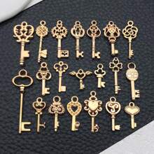 20/30/50/100入組批發手工飾品製作吊墜，隨機混合金色KC黃合金吊墜裝飾，適用於項鍊手鍊製作和手工藝品供應