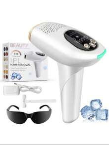 VickyHome IPL Hair Removal Device With Ice Cooling System, Laser Hair Removal Device 3-In-1 Functions HR/SC/RA, LED Screen, 9 Energy Levels, Hair Laser Removal Machine For Ladies Facial Leg Body. Reawakens Smooth Skin - White - View 1