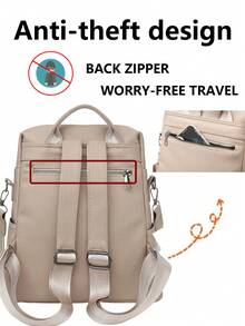 防盗复古PU皮背包，多功能时尚日常包，多口袋轻便旅行包，大容量简约书包，方便实用，适合学生、护士、教师、商务人士、旅行、通勤、购物、办公、约会、徒步、训练、工作等各种场合，也是生日礼物和节日礼物的理想之选。 - 彩色 - 查看 8