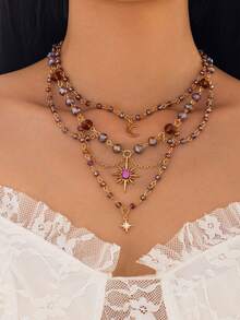 一款可爱的月亮流苏吊坠项链，灵感源自童话故事中的核心女性角色，多层串珠项链，是万圣节和圣诞节送给女性的理想礼物。 - 項鍊 - 查看 1