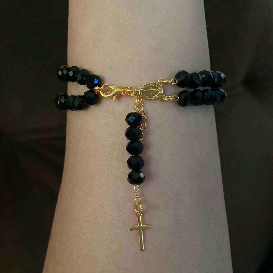 Double Plated Rosary Bracelet - 黑色 - 查看 1