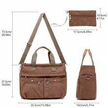 Corduroy Tote Bag Set (2PCS) For Women, Laptop Work Bags Crossbody Shoulder Hobo Messenger Handbag Purse Travel Gym Totes - 棕色 - 查看 5