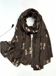 新款蝴蝶结印花透气流苏披肩，优雅时尚女士真丝围巾，活力波点大长围巾，适合春夏，户外防晒沙滩披肩，多功能头巾 - 彩色 - 查看 13