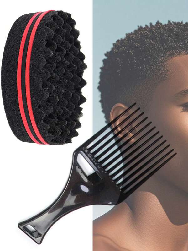 Hair Brush Sponge Barber Oval Double Side Magic Twist Hair Brush Breathable Perm Styling Brush Salon Curl Brush For Hair Styling, Beauty, Hair Styling Kit, Hair Tool Kit