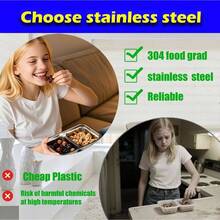 Recipientes reutilizables de acero inoxidable con tapas (4 PIEZAS) - Compartimentos dobles a prueba de fugas, portátiles para salsas, condimentos, viajes y campamento al aire libre - blanco plateado - Ver 3